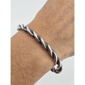 Native American Twisted Rope Design Cuff Bracelet Sterling Silver